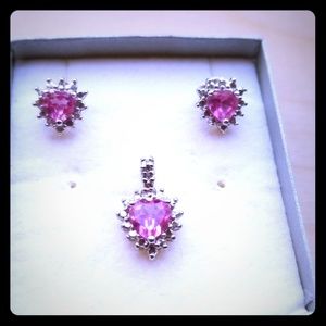 Silver & Diamond Earrings & Pendant set